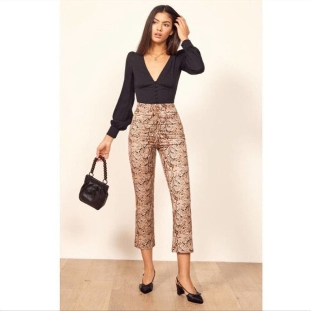 Reformation high rise snake print pant Marlon cropped python fall winter NWOT